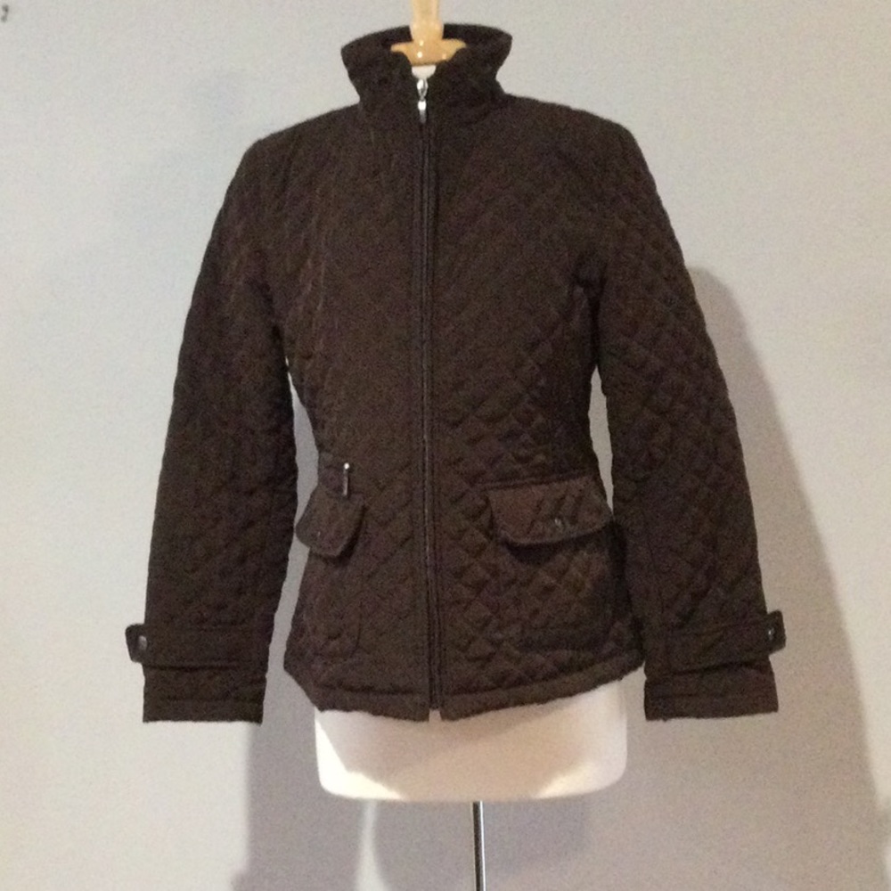 St. Johns Bay Coat Women's Small Brown Zipper Front Winter, Warmth
